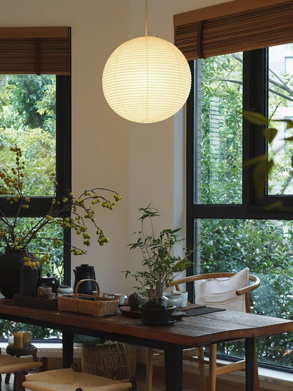 Handmade Round Mulberry Paper Pendant Ceiling Light