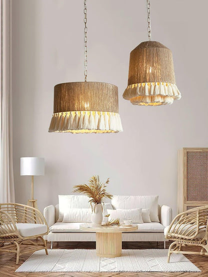 Handwoven Cotton Tassel Pendant Lamp