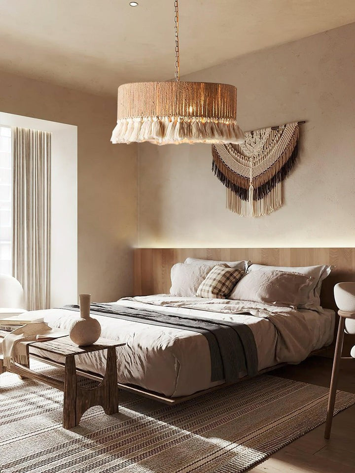 Handwoven Cotton Tassel Pendant Lamp