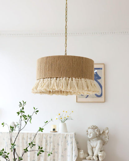 Handwoven Cotton Tassel Pendant Lamp