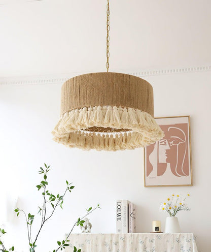 Handwoven Cotton Tassel Pendant Lamp