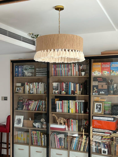 Handwoven Cotton Tassel Pendant Lamp