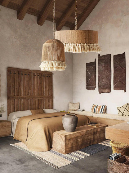 Handwoven Cotton Tassel Pendant Lamp