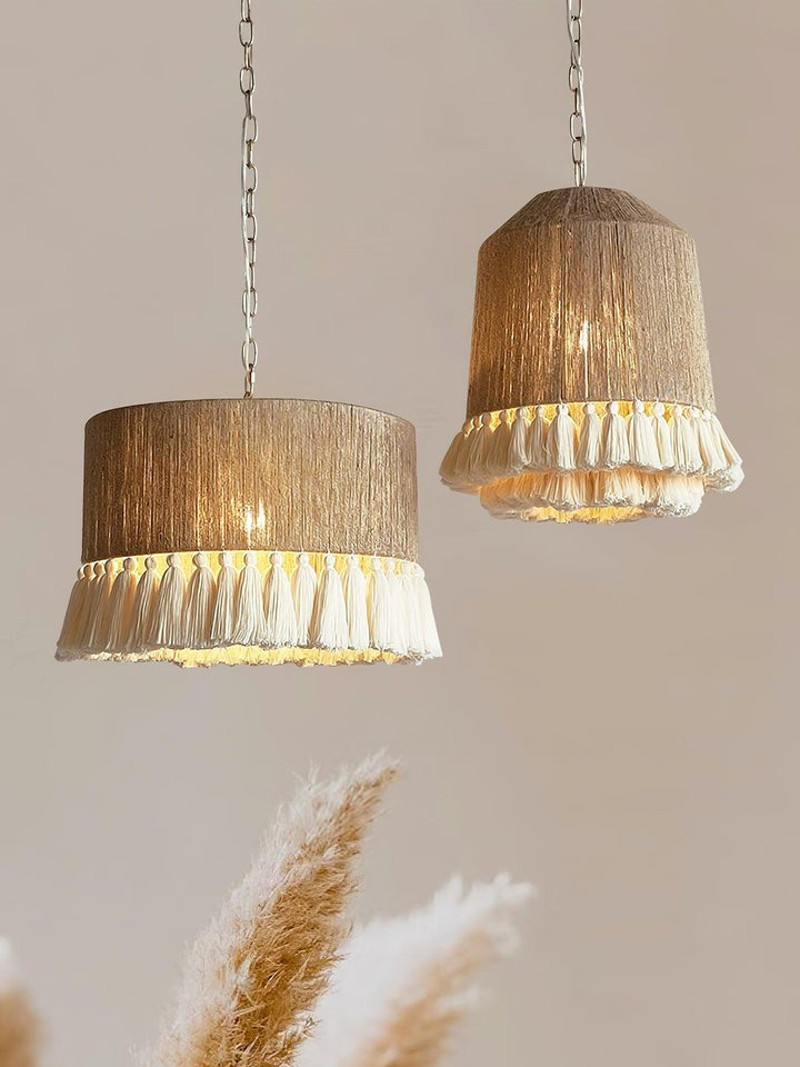 Handwoven Cotton Tassel Pendant Lamp