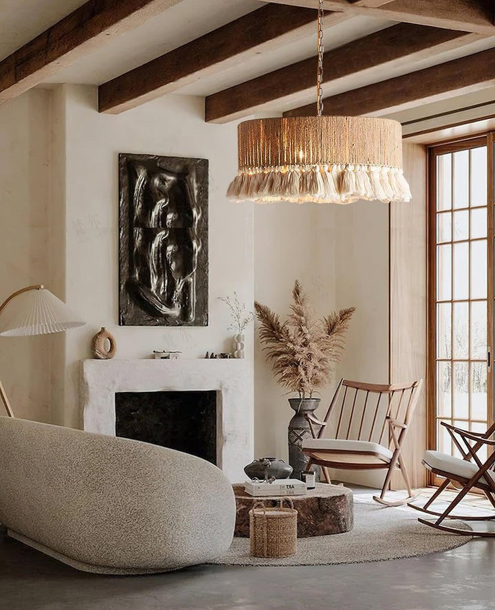 Handwoven Cotton Tassel Pendant Lamp