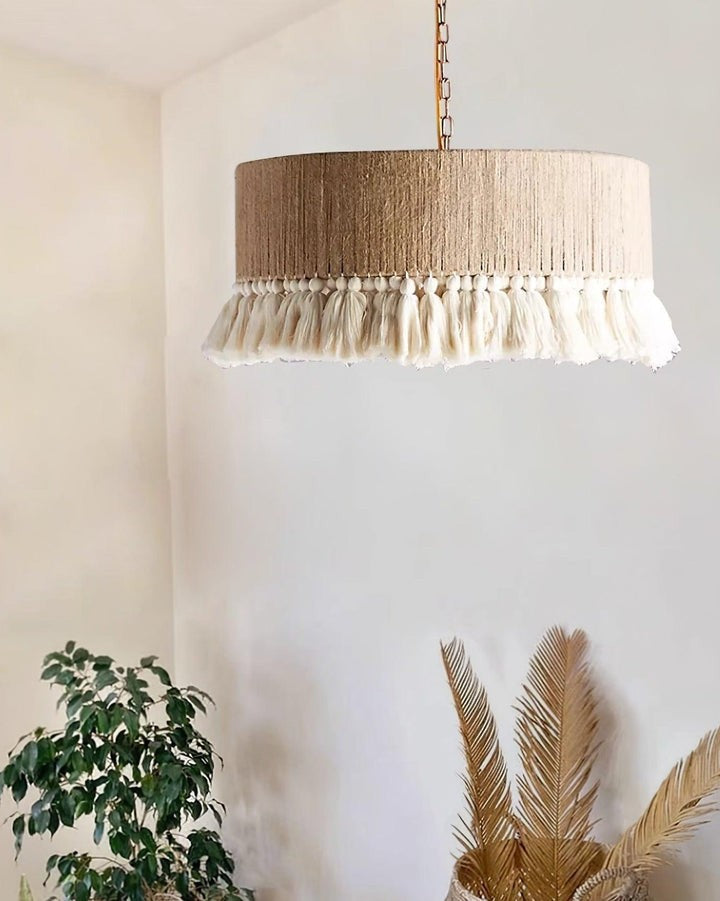Handwoven Cotton Tassel Pendant Lamp