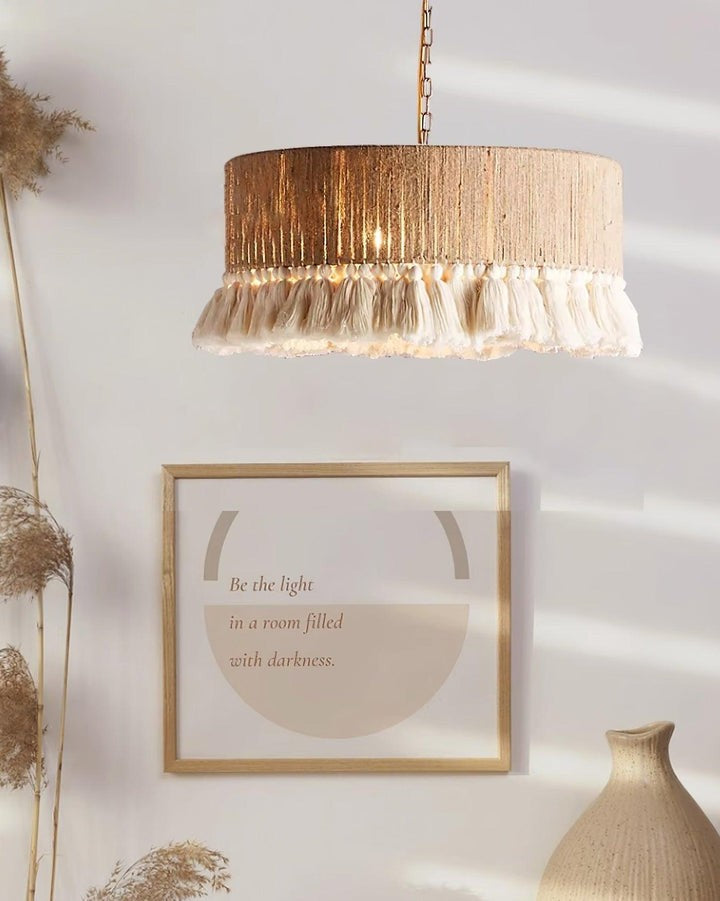 Handwoven Cotton Tassel Pendant Lamp