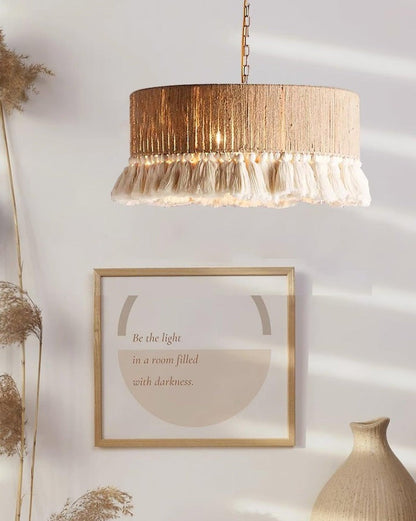 Handwoven Cotton Tassel Pendant Lamp