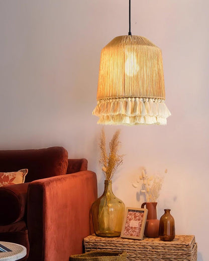 Handwoven Cotton Tassel Pendant Lamp