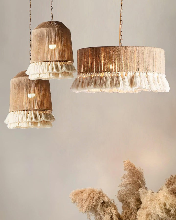 Handwoven Cotton Tassel Pendant Lamp