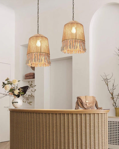 Handwoven Cotton Tassel Pendant Lamp