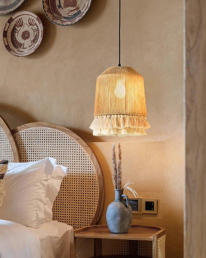 Handwoven Cotton Tassel Pendant Lamp
