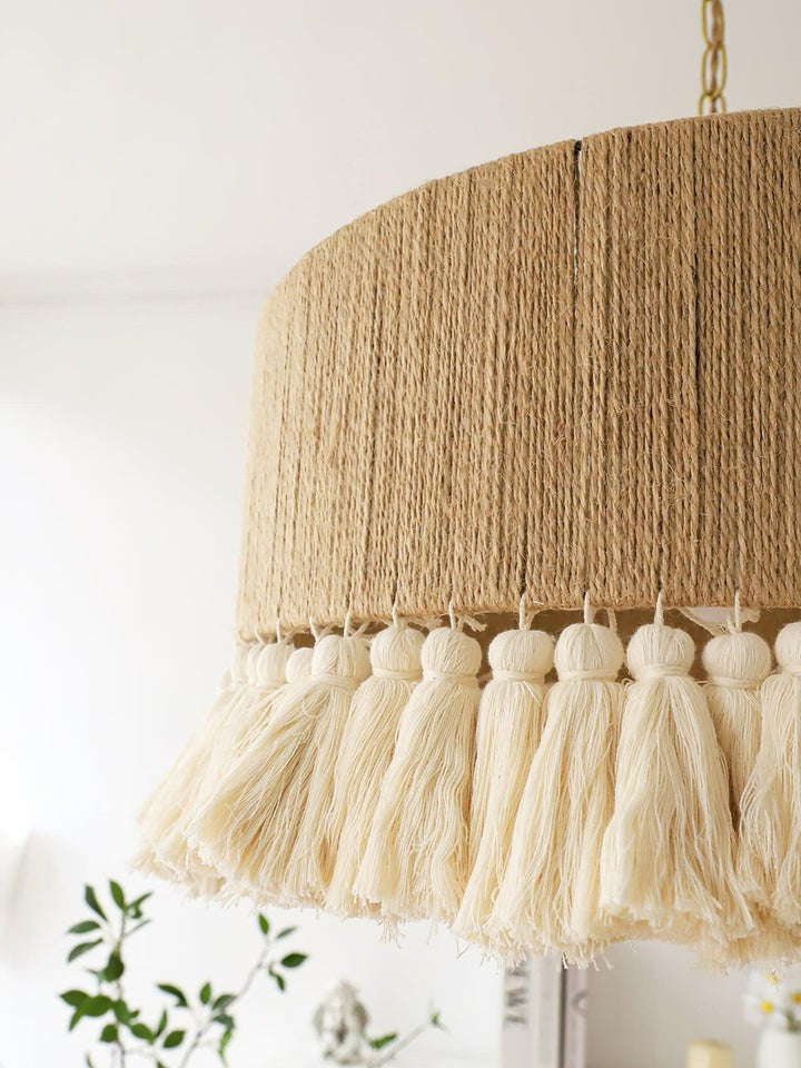 Handwoven Cotton Tassel Pendant Lamp