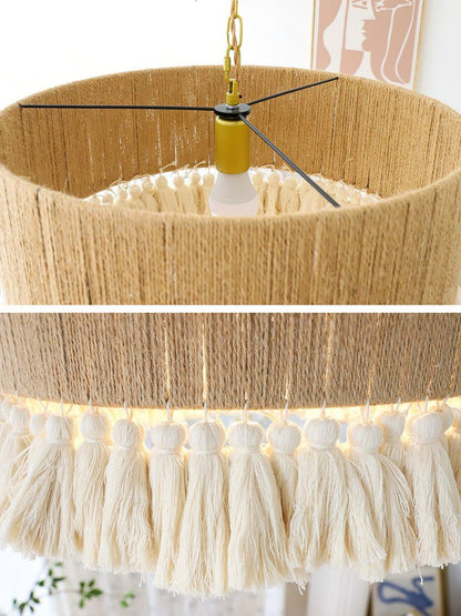 Handwoven Cotton Tassel Pendant Lamp