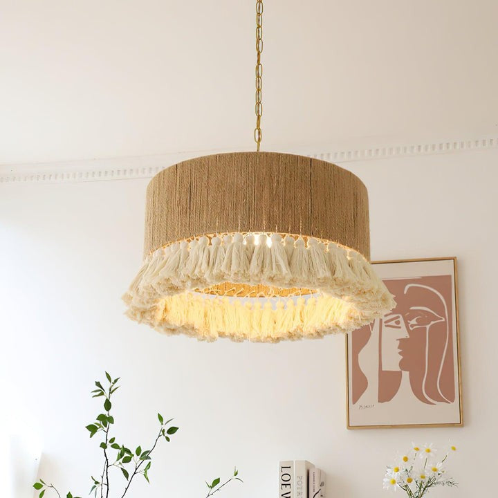 Handwoven Cotton Tassel Pendant Lamp