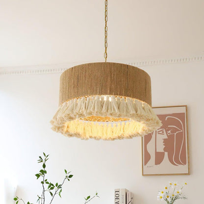 Handwoven Cotton Tassel Pendant Lamp