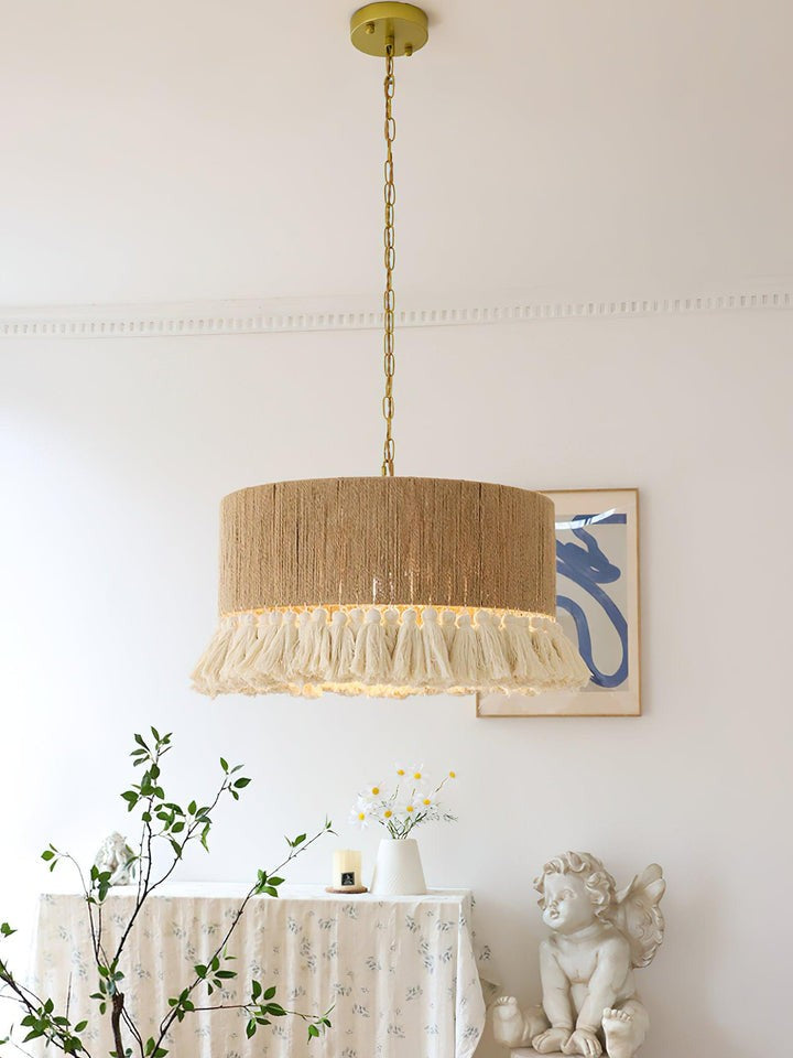 Handwoven Cotton Tassel Pendant Lamp