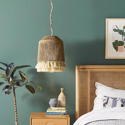Handwoven Cotton Tassel Pendant Lamp