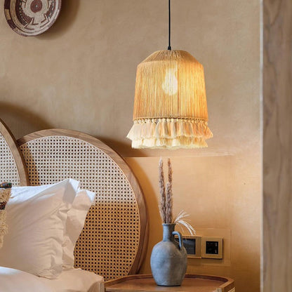 Handwoven Cotton Tassel Pendant Lamp