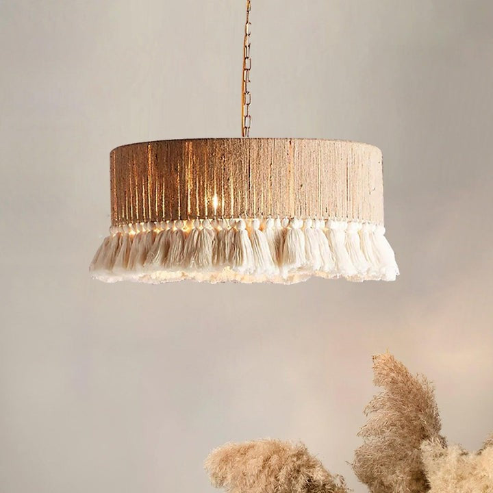 Handwoven Cotton Tassel Pendant Lamp