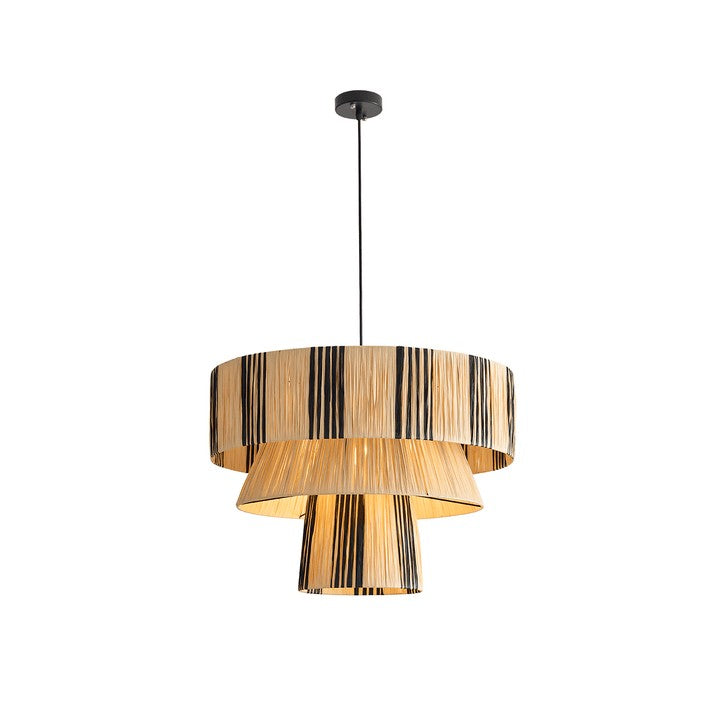 Handwoven Raffia Layered Pendant Light