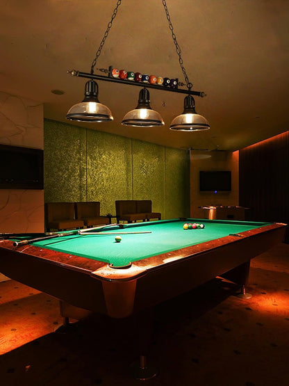 Industrial Black Billiard Pool Table Chandelier