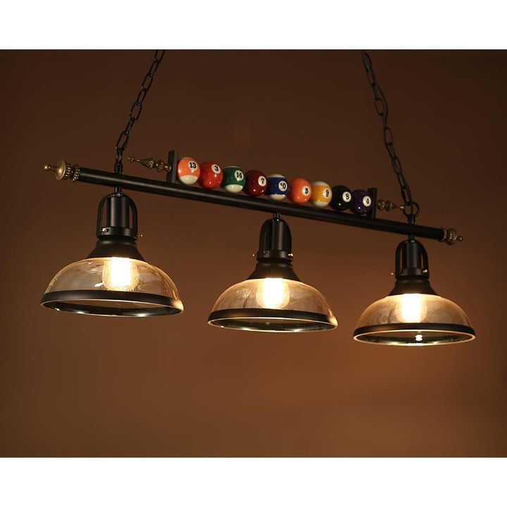 Industrial Black Billiard Pool Table Chandelier