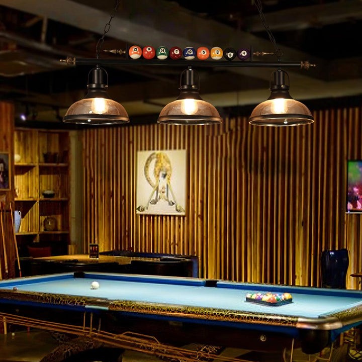 Industrial Black Billiard Pool Table Chandelier