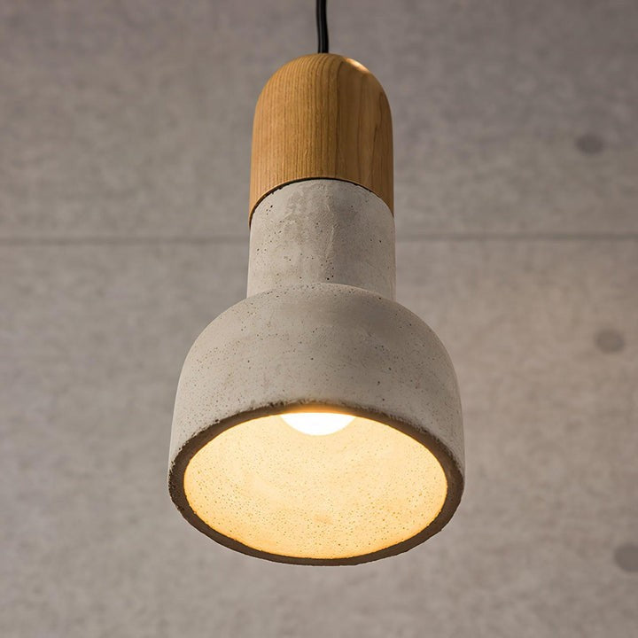 Industrial Wood & Cement Ceiling Pendant Light