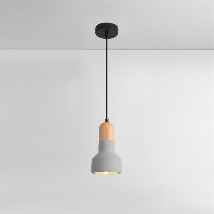 Industrial Wood & Cement Ceiling Pendant Light