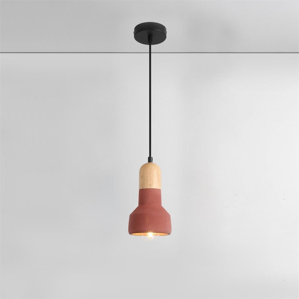 Industrial Wood & Cement Ceiling Pendant Light