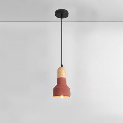 Industrial Wood & Cement Ceiling Pendant Light