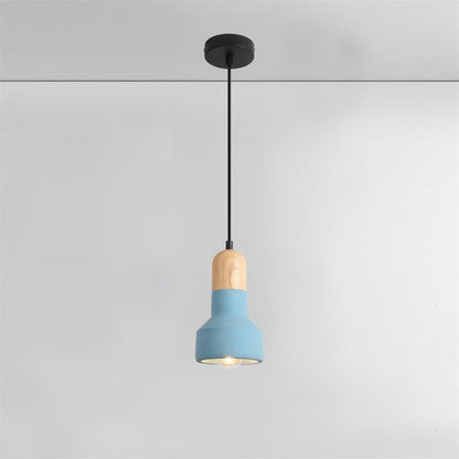 Industrial Wood & Cement Ceiling Pendant Light