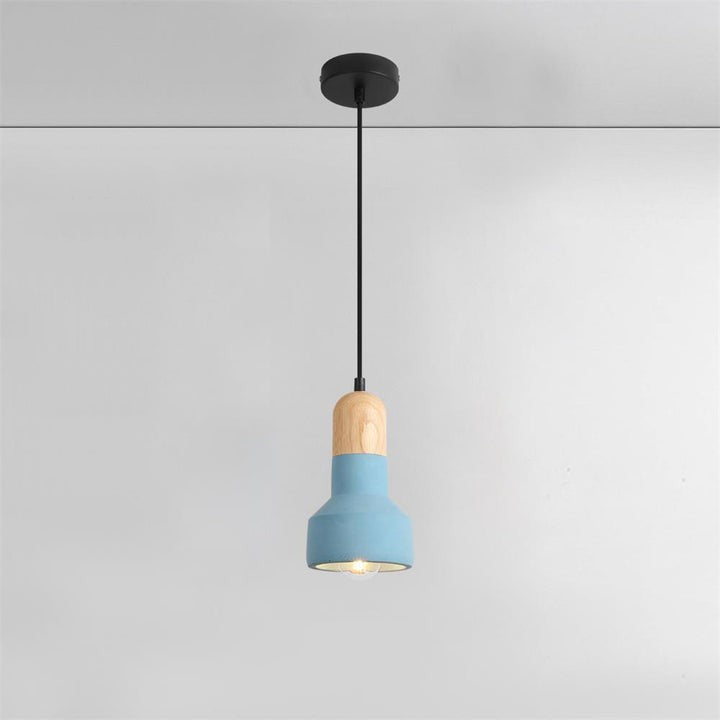 Industrial Wood & Cement Ceiling Pendant Light