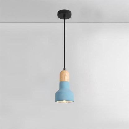Industrial Wood & Cement Ceiling Pendant Light