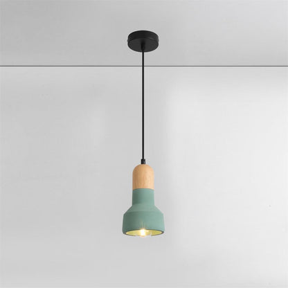 Industrial Wood & Cement Ceiling Pendant Light