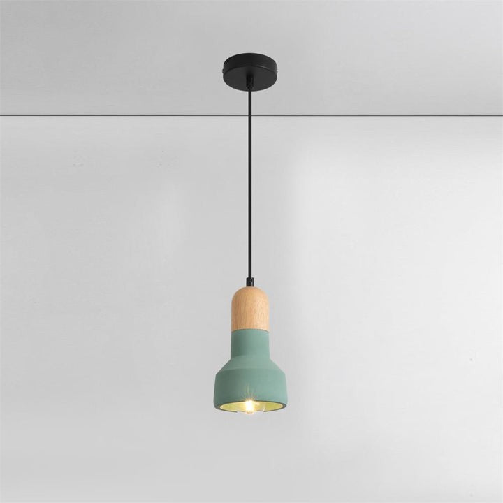 Industrial Wood & Cement Ceiling Pendant Light