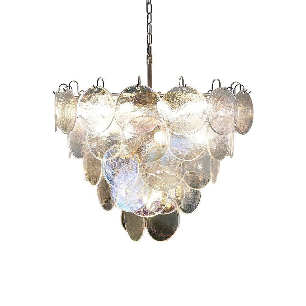 Iridescent Glass Disc LED Ceiling Chandelier
