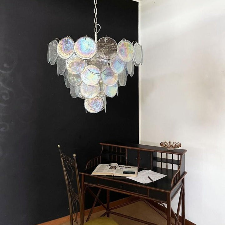 Iridescent Glass Disc LED Ceiling Chandelier