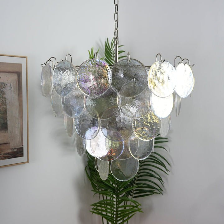 Iridescent Glass Disc LED Ceiling Chandelier