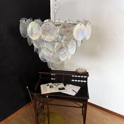 Iridescent Glass Disc LED Ceiling Chandelier