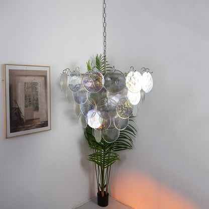Iridescent Glass Disc LED Ceiling Chandelier