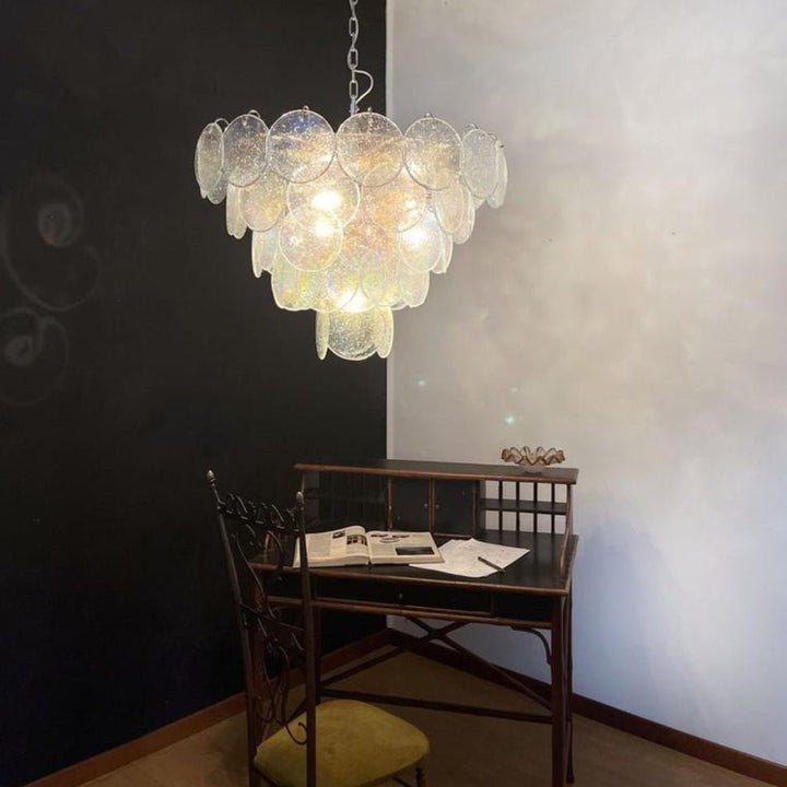 Iridescent Glass Disc LED Ceiling Chandelier