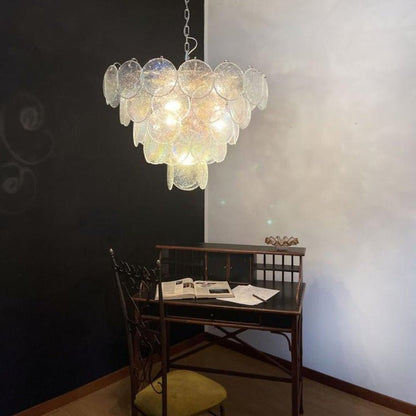 Iridescent Glass Disc LED Ceiling Chandelier