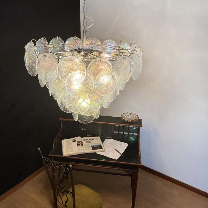 Iridescent Glass Disc LED Ceiling Chandelier