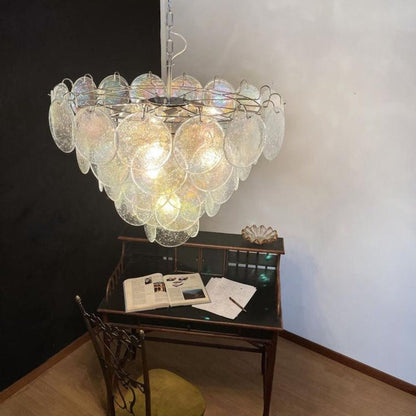 Iridescent Glass Disc LED Ceiling Chandelier
