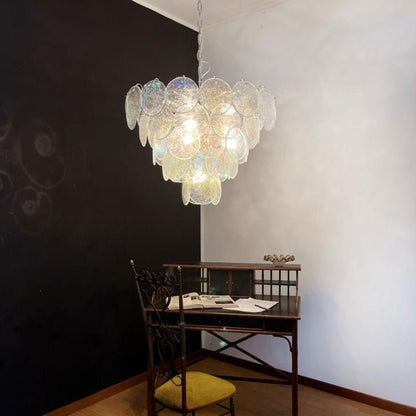 Iridescent Glass Disc LED Ceiling Chandelier