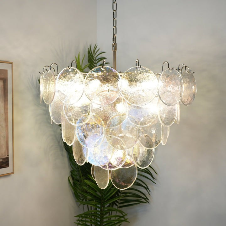 Iridescent Glass Disc LED Ceiling Chandelier