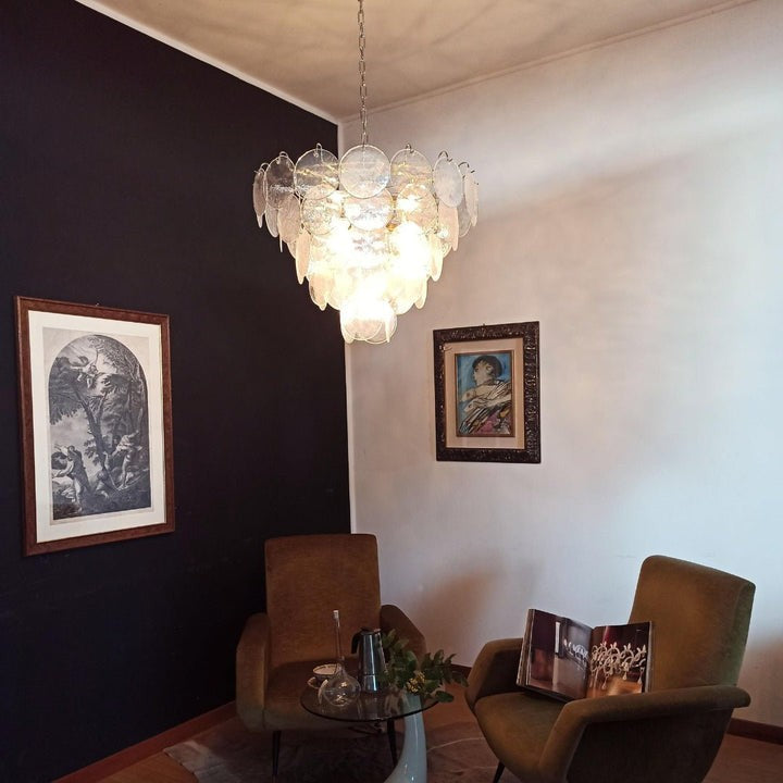 Iridescent Glass Disc LED Ceiling Chandelier