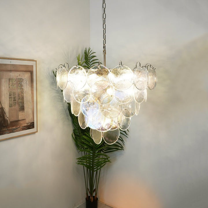 Iridescent Glass Disc LED Ceiling Chandelier